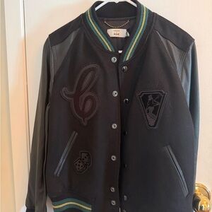 Coach Black and Green Varsity Jacket